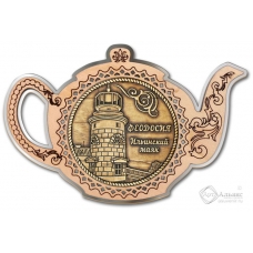Магнит из бересты Феодосия-Ильинский маяк чайник серебро